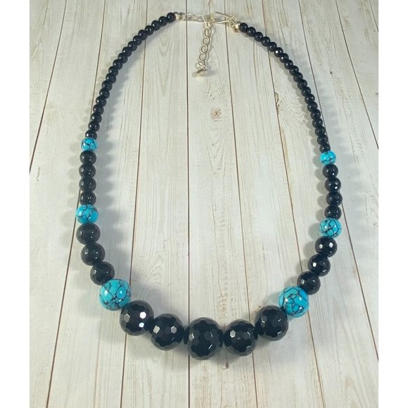 Jay King DTR 925 Midnight Chalcedony Blue Turquoise Beaded Necklace Signed - Picture 1 of 7